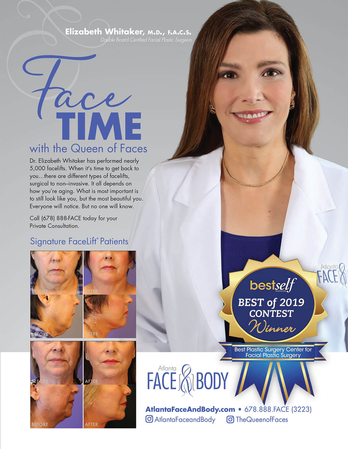 Atlanta Face & Body Voted "Best Plastic Surgery Center for Facial