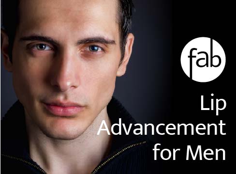 Possible patient outcome for men's lip advancement treatment at Atlanta Face and Body. Simulated by model portrayal.