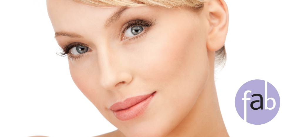 Blonde mature lady with defined cheekbones.